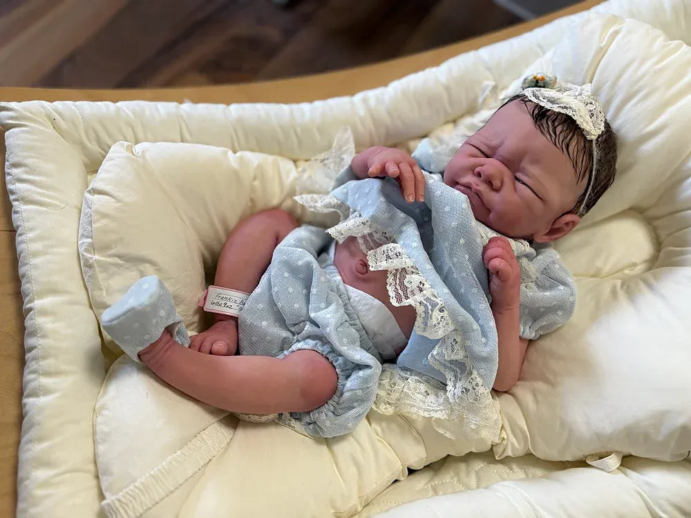 Frankie Bae Asleep Reborn Baby Girl Doll 18.2" | Hand Painted Newborn Reborn Doll | Rooted Mohair | Silicone Vinyl Collectible Baby | COA