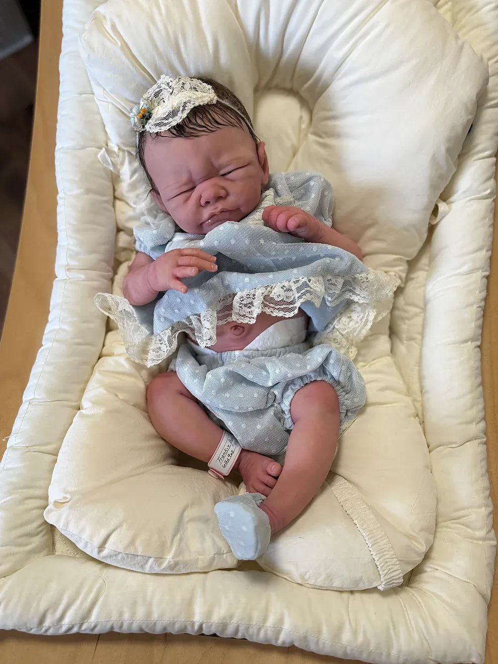 Frankie Bae Asleep Reborn Baby Girl Doll 18.2" | Hand Painted Newborn Reborn Doll | Rooted Mohair | Silicone Vinyl Collectible Baby | COA