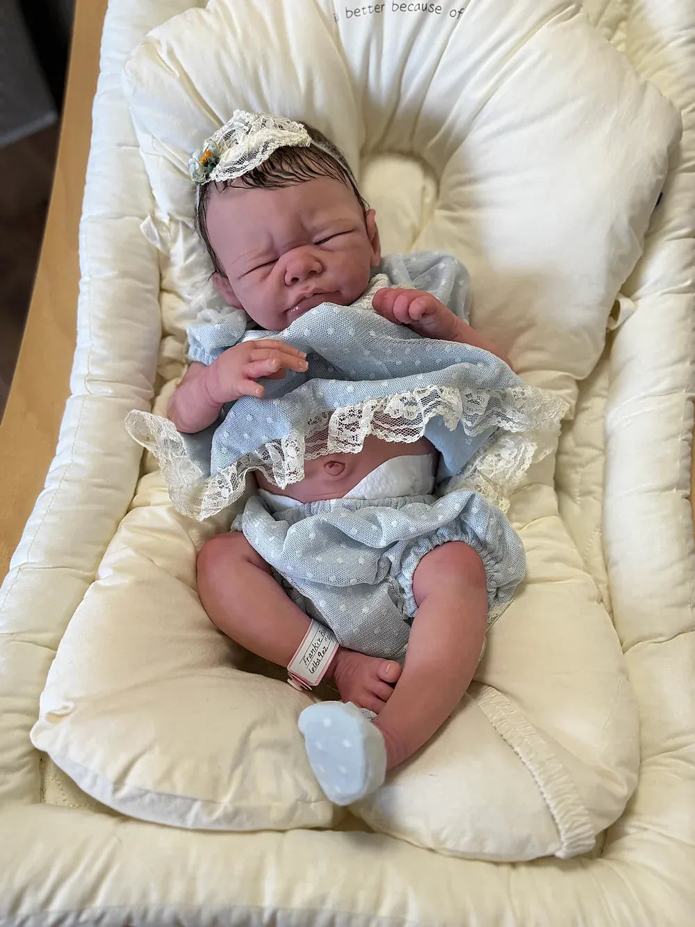 Frankie Bae Asleep Reborn Baby Girl Doll 18.2" | Hand Painted Newborn Reborn Doll | Rooted Mohair | Silicone Vinyl Collectible Baby | COA