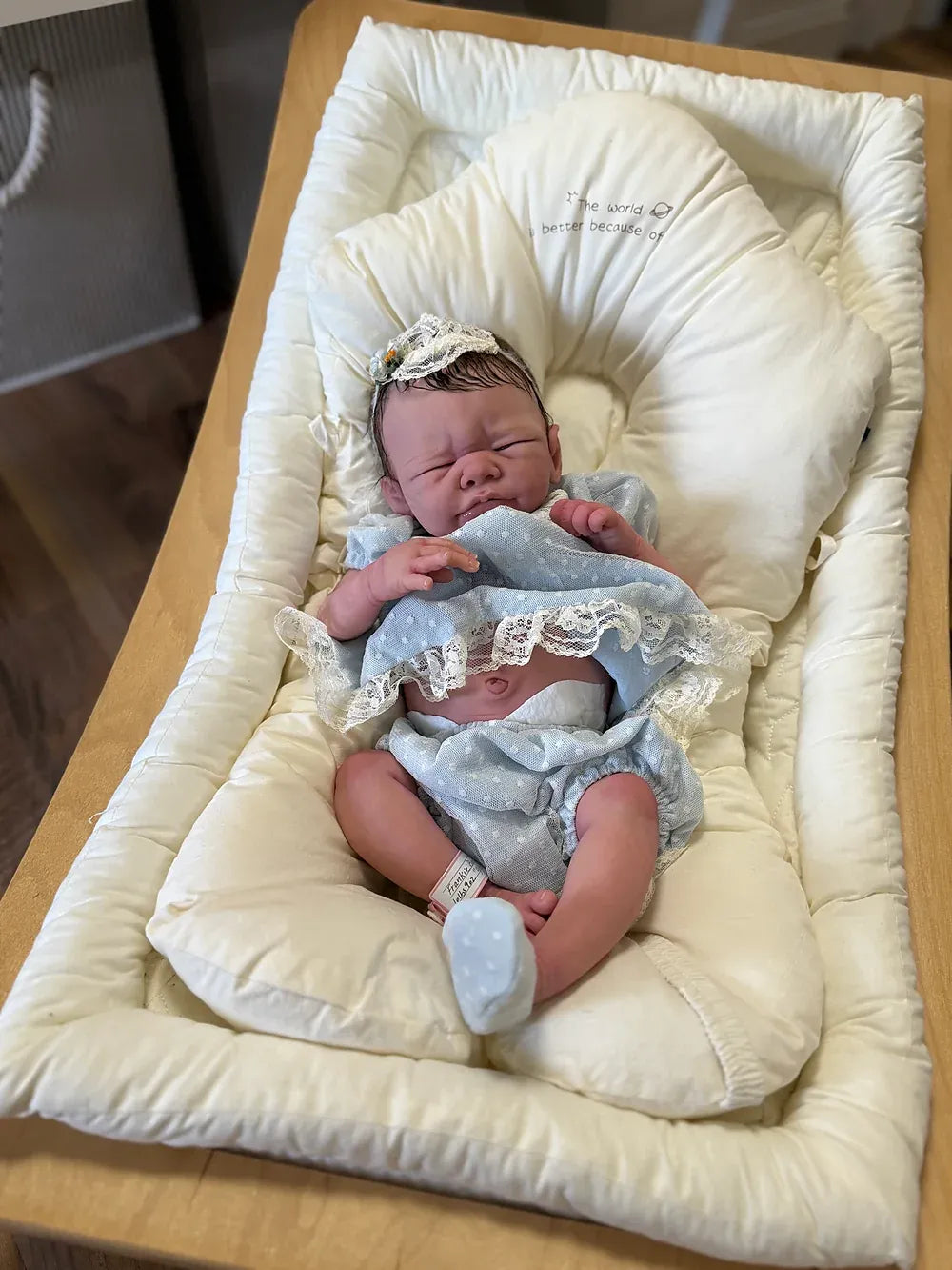 Frankie Bae Asleep Reborn Baby Girl Doll 18.2" | Hand Painted Newborn Reborn Doll | Rooted Mohair | Silicone Vinyl Collectible Baby | COA