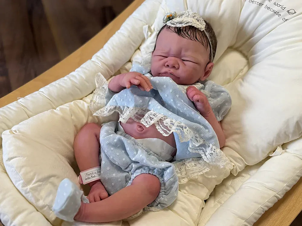 Frankie Bae Asleep Reborn Baby Girl Doll 18.2" | Hand Painted Newborn Reborn Doll | Rooted Mohair | Silicone Vinyl Collectible Baby | COA