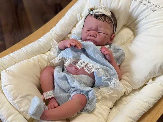 Frankie Bae Asleep Reborn Baby Girl Doll 18.2" | Hand Painted Newborn Reborn Doll | Rooted Mohair | Silicone Vinyl Collectible Baby | COA