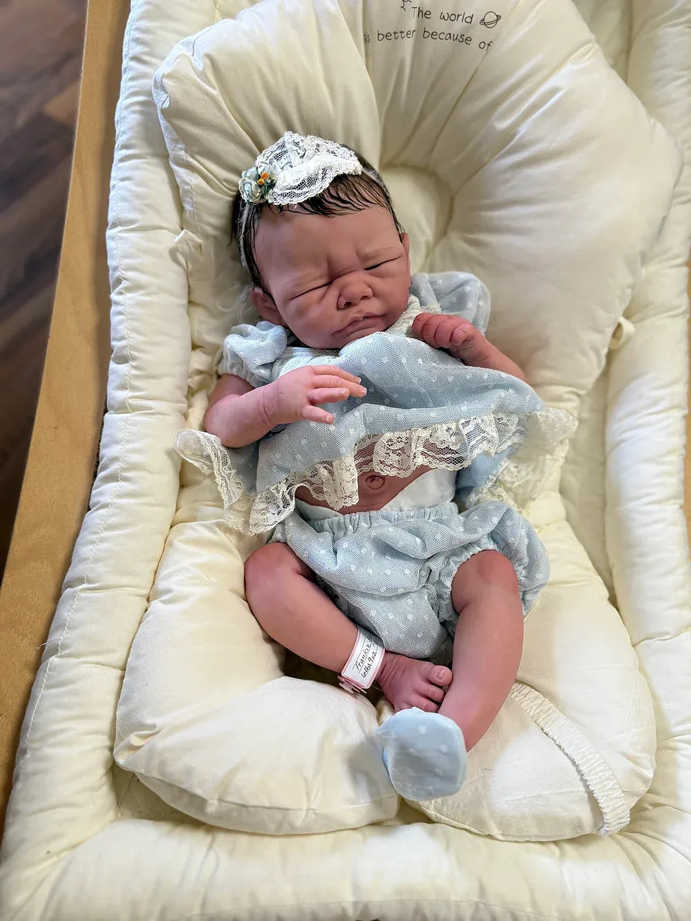 Frankie Bae Asleep Reborn Baby Girl Doll 18.2" | Hand Painted Newborn Reborn Doll | Rooted Mohair | Silicone Vinyl Collectible Baby | COA