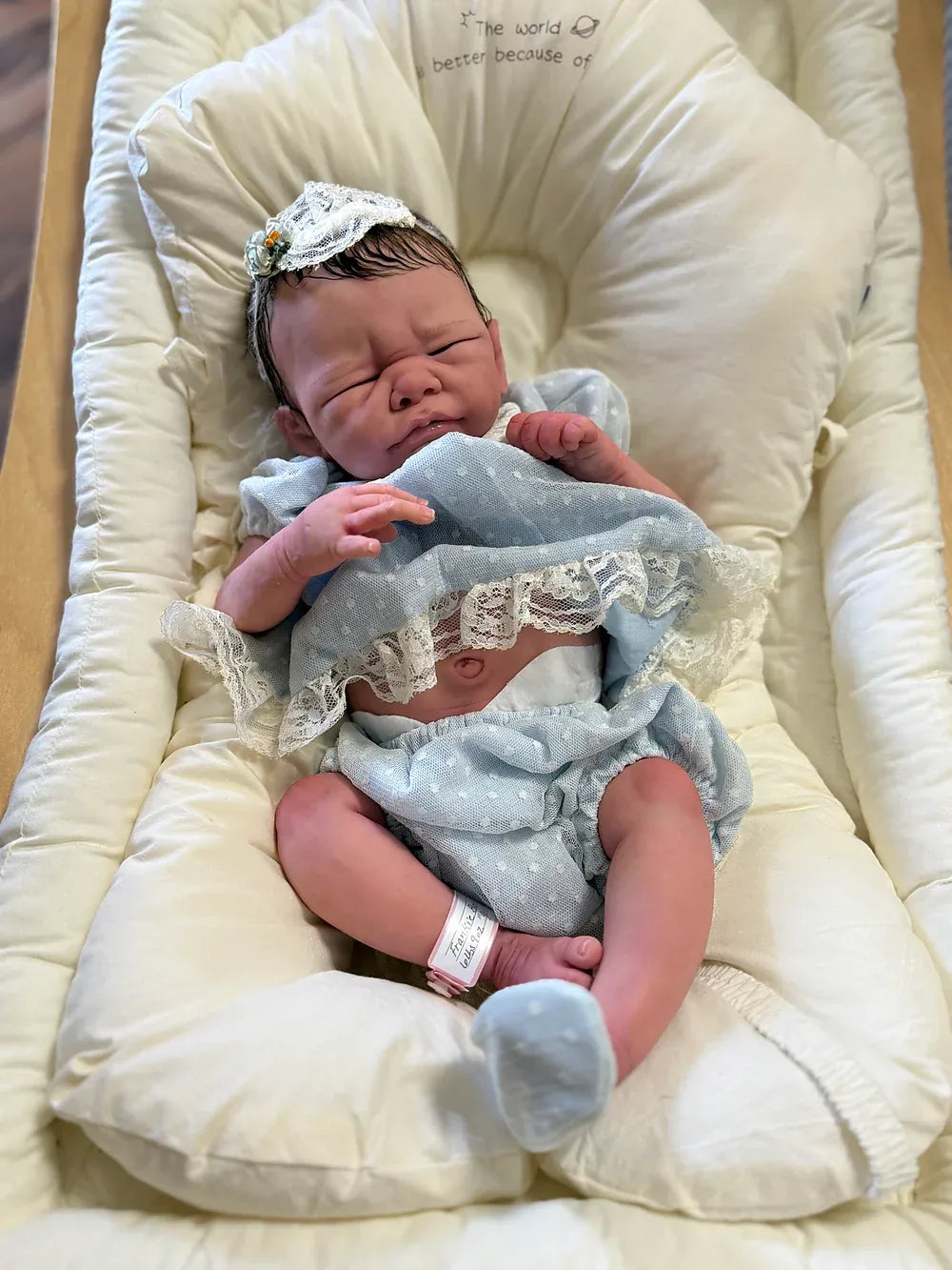 Frankie Bae Asleep Reborn Baby Girl Doll 18.2" | Hand Painted Newborn Reborn Doll | Rooted Mohair | Silicone Vinyl Collectible Baby | COA