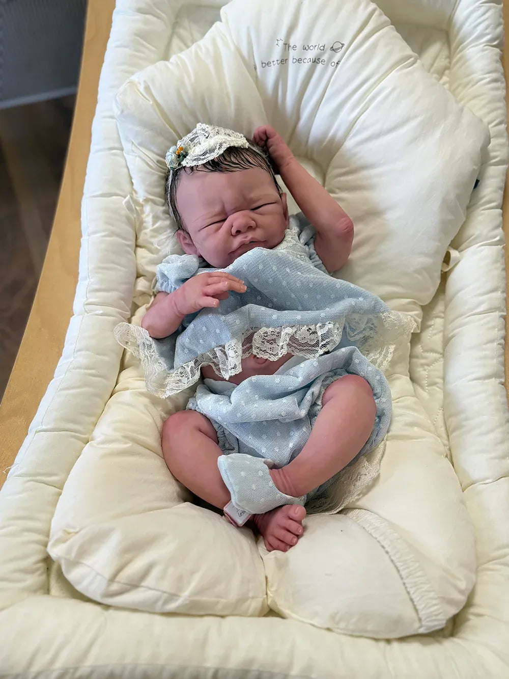 Frankie Bae Asleep Reborn Baby Girl Doll 18.2" | Hand Painted Newborn Reborn Doll | Rooted Mohair | Silicone Vinyl Collectible Baby | COA