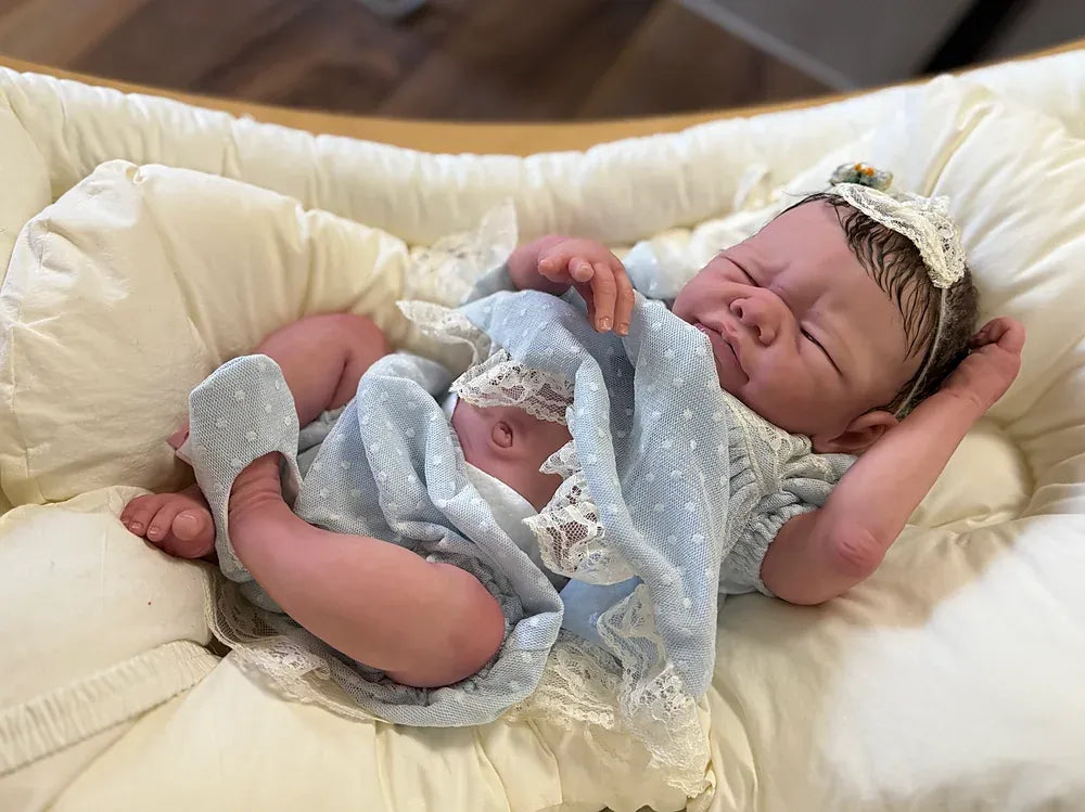 Frankie Bae Asleep Reborn Baby Girl Doll 18.2" | Hand Painted Newborn Reborn Doll | Rooted Mohair | Silicone Vinyl Collectible Baby | COA