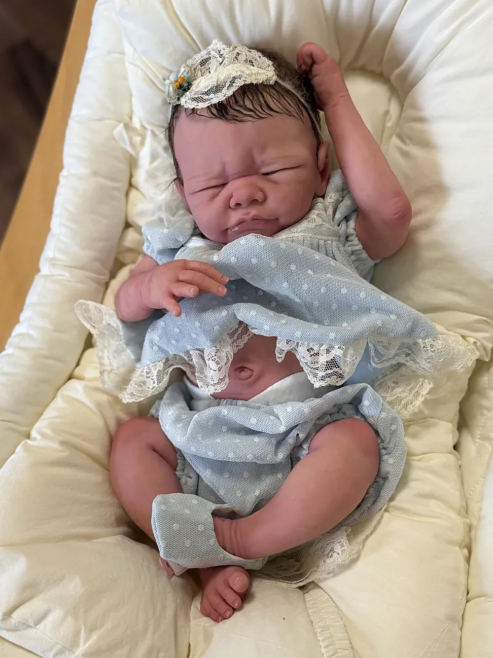 Frankie Bae Asleep Reborn Baby Girl Doll 18.2" | Hand Painted Newborn Reborn Doll | Rooted Mohair | Silicone Vinyl Collectible Baby | COA