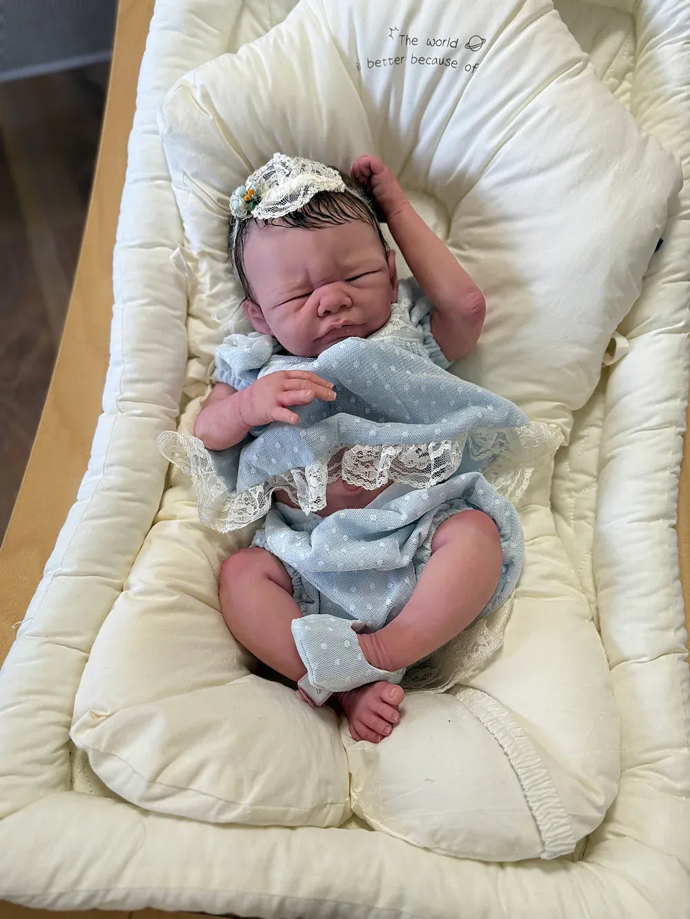 Frankie Bae Asleep Reborn Baby Girl Doll 18.2" | Hand Painted Newborn Reborn Doll | Rooted Mohair | Silicone Vinyl Collectible Baby | COA