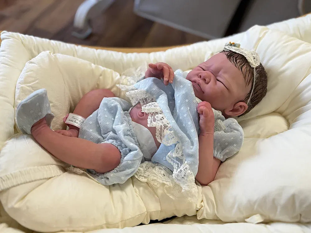 Frankie Bae Asleep Reborn Baby Girl Doll 18.2" | Hand Painted Newborn Reborn Doll | Rooted Mohair | Silicone Vinyl Collectible Baby | COA