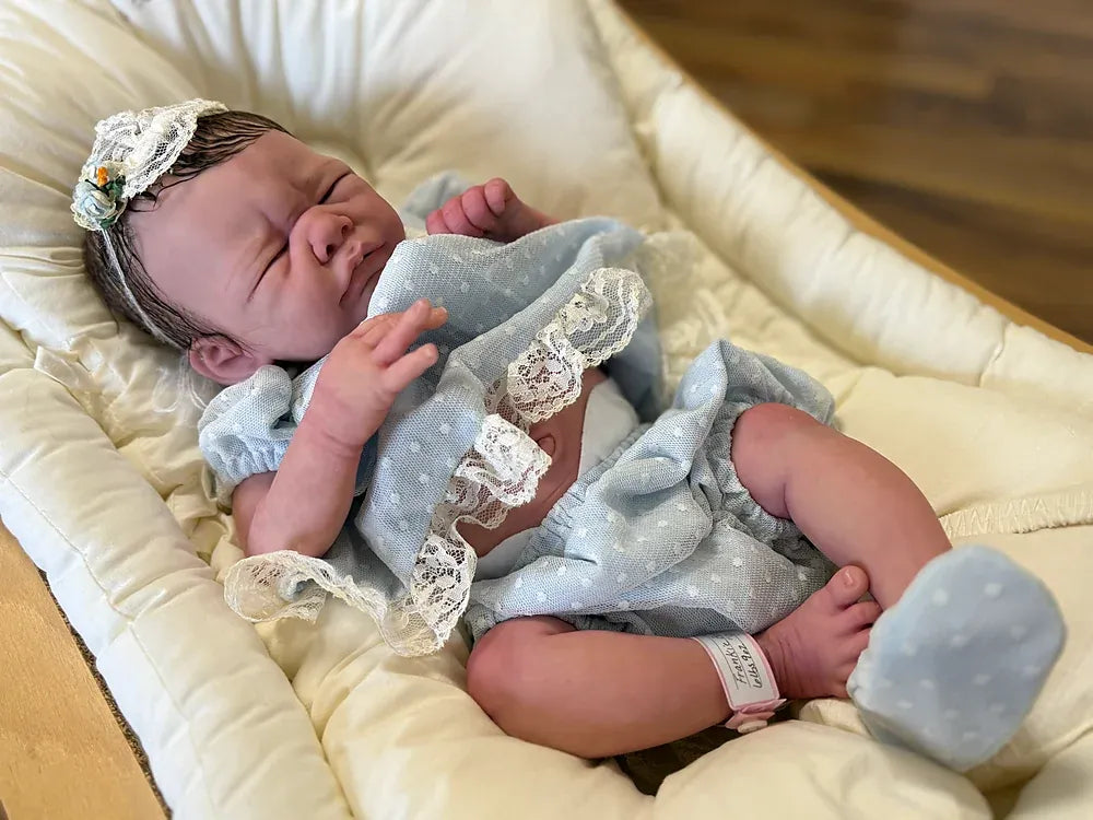 Frankie Bae Asleep Reborn Baby Girl Doll 18.2" | Hand Painted Newborn Reborn Doll | Rooted Mohair | Silicone Vinyl Collectible Baby | COA