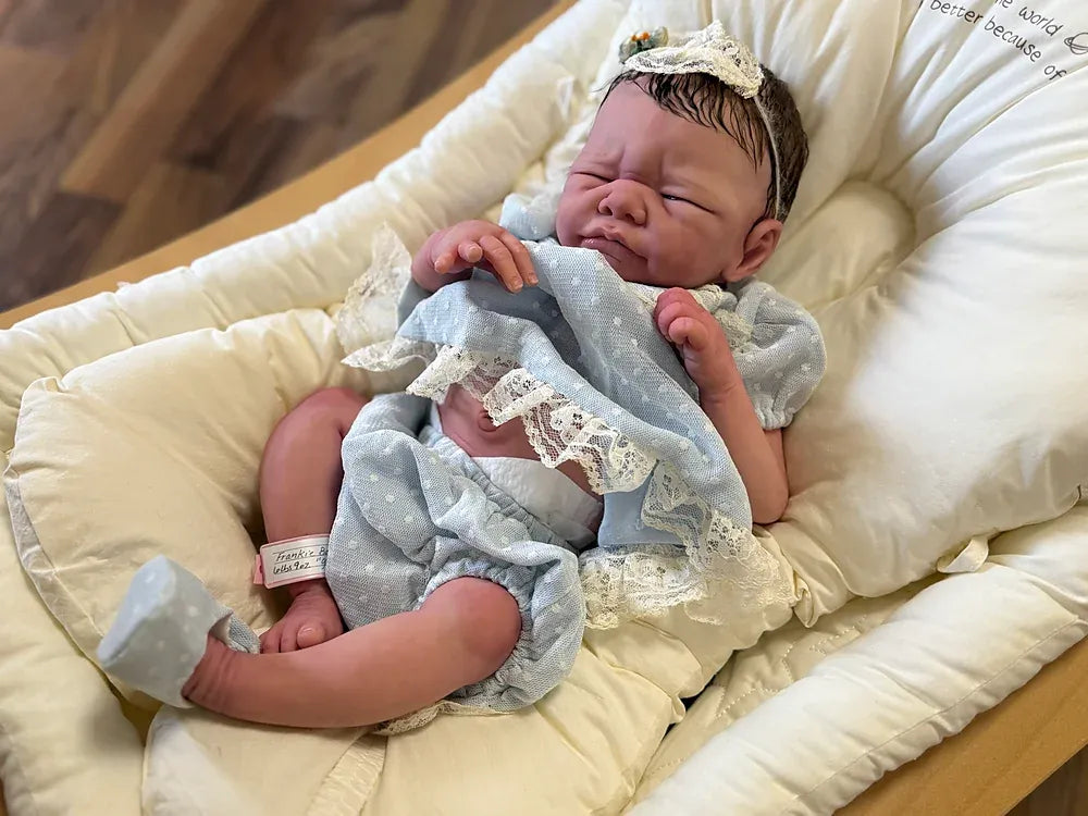 Frankie Bae Asleep Reborn Baby Girl Doll 18.2" | Hand Painted Newborn Reborn Doll | Rooted Mohair | Silicone Vinyl Collectible Baby | COA