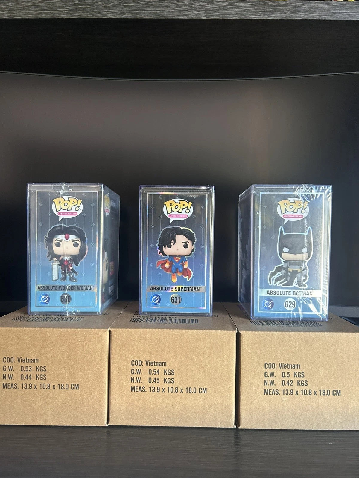 2026 Funko SDCC Exclusive Absolute DC Batman Wonder Woman Superman Set – Limited Edition Collectible Figures