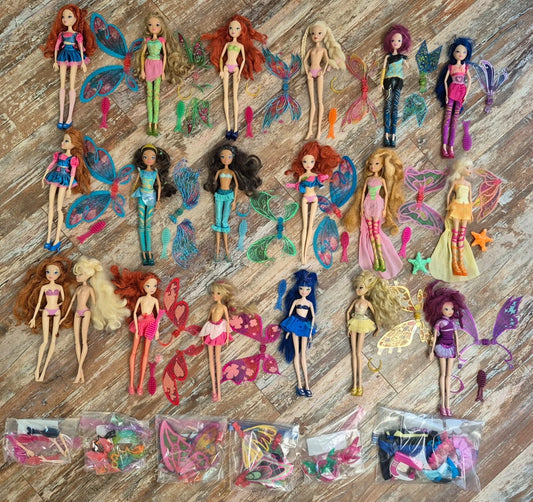 Lot of 19 Winx dolls 2012 - 2014 Believix Bloomix Sirenix Harmonix + accessories