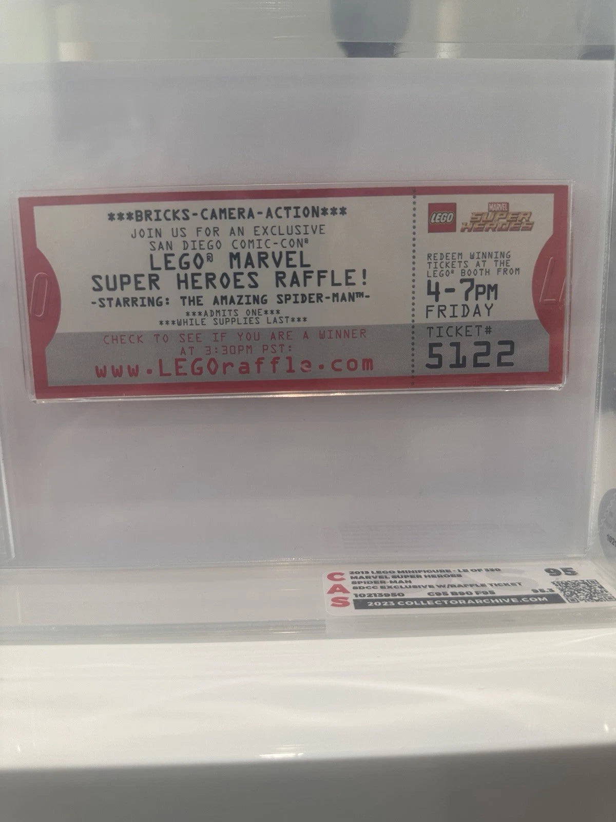 LEGO 2013 SDCC Exclusive Spider-Man Winning Ticket Graded 95.3 Rare Collectible Figure